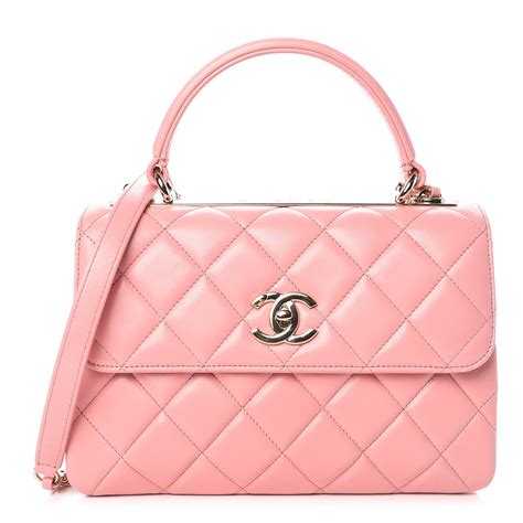 chanel 2018 blue grenn pink handbag|Chanel pink top handle bag.